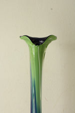 Blue Green Jack-In-The-Pulpit Blown Glass Vase