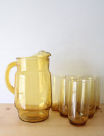 Anchor Hocking Yellow Glass Pitcher & Glasses | Set Of 7