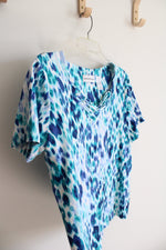 Alfred Dunner Blue & White Patterned Top | L