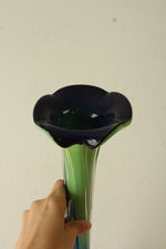 Blue Green Jack-In-The-Pulpit Blown Glass Vase