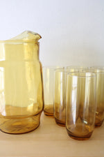 Anchor Hocking Yellow Glass Pitcher & Glasses | Set Of 7