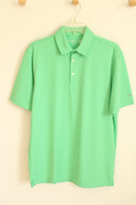 Walter Hagen Bright Green and White Striped Athletic Polo Shirt | S