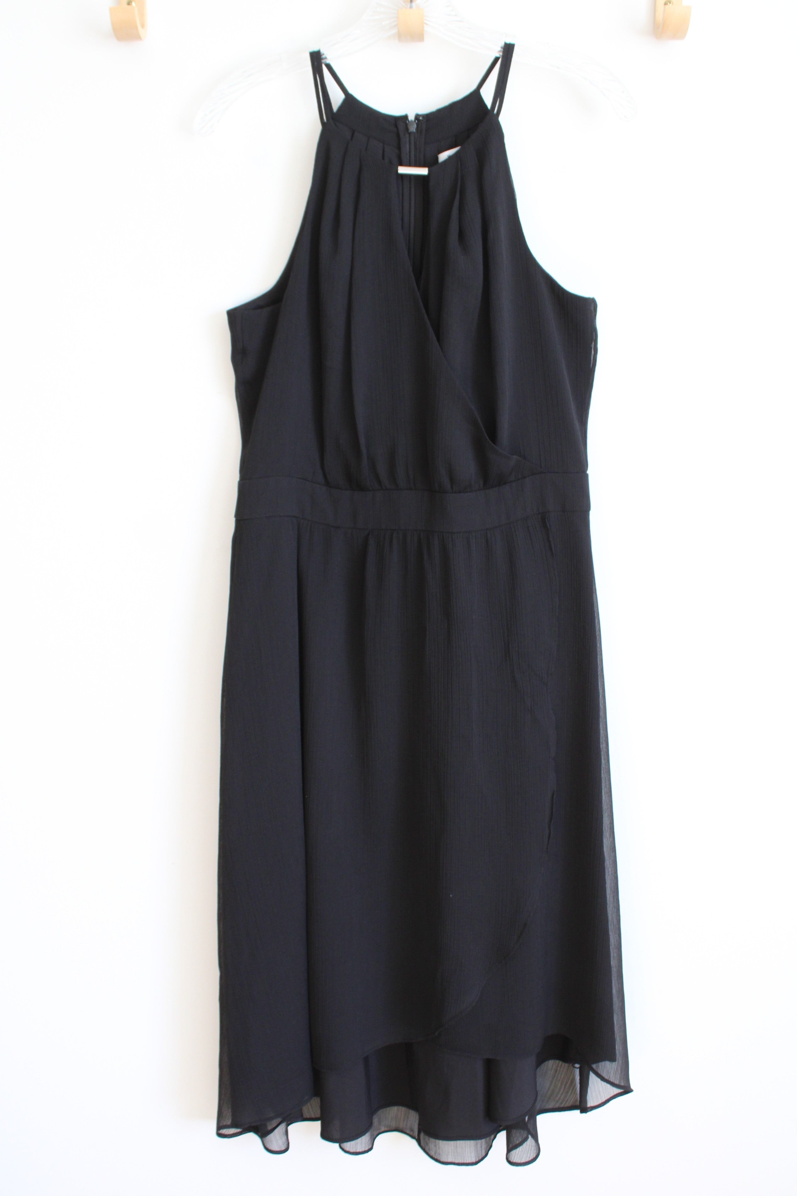 White House Black Market Black Chiffon Halter Neck Dress