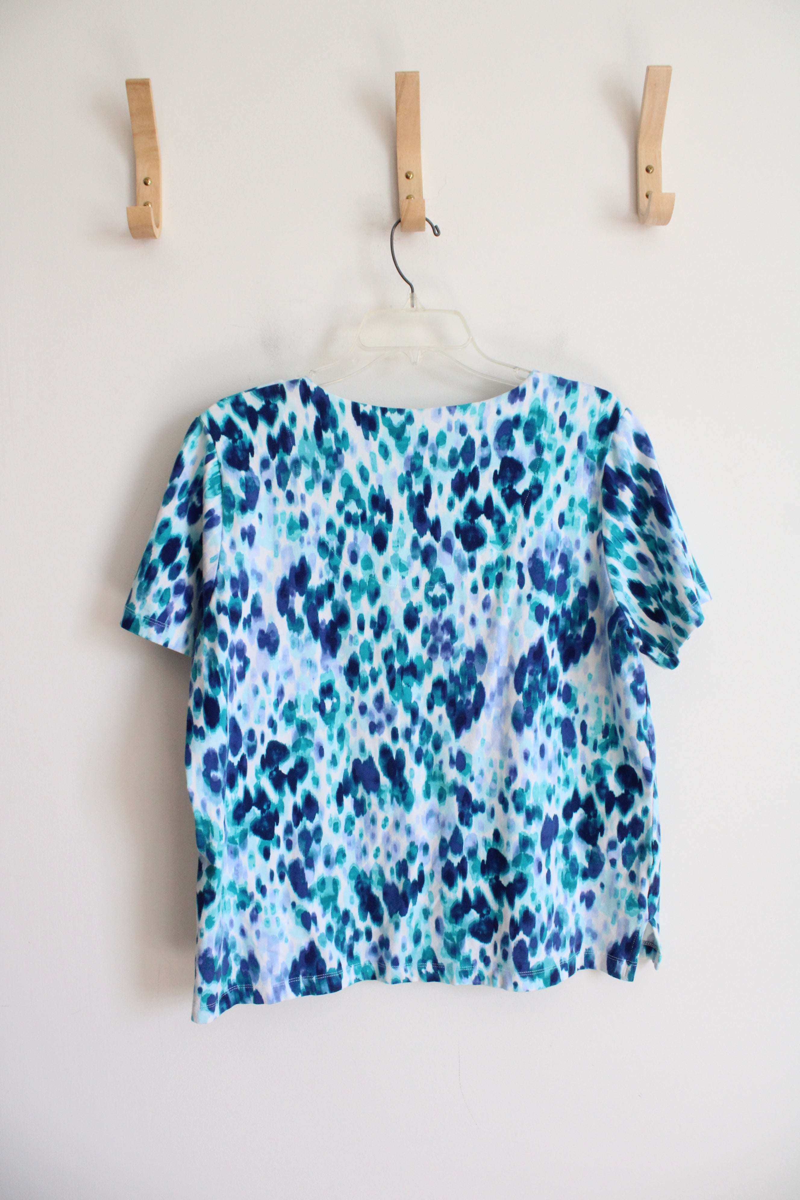 Alfred Dunner Blue & White Patterned Top | L