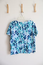 Alfred Dunner Blue & White Patterned Top | L