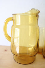 Anchor Hocking Yellow Glass Pitcher & Glasses | Set Of 7