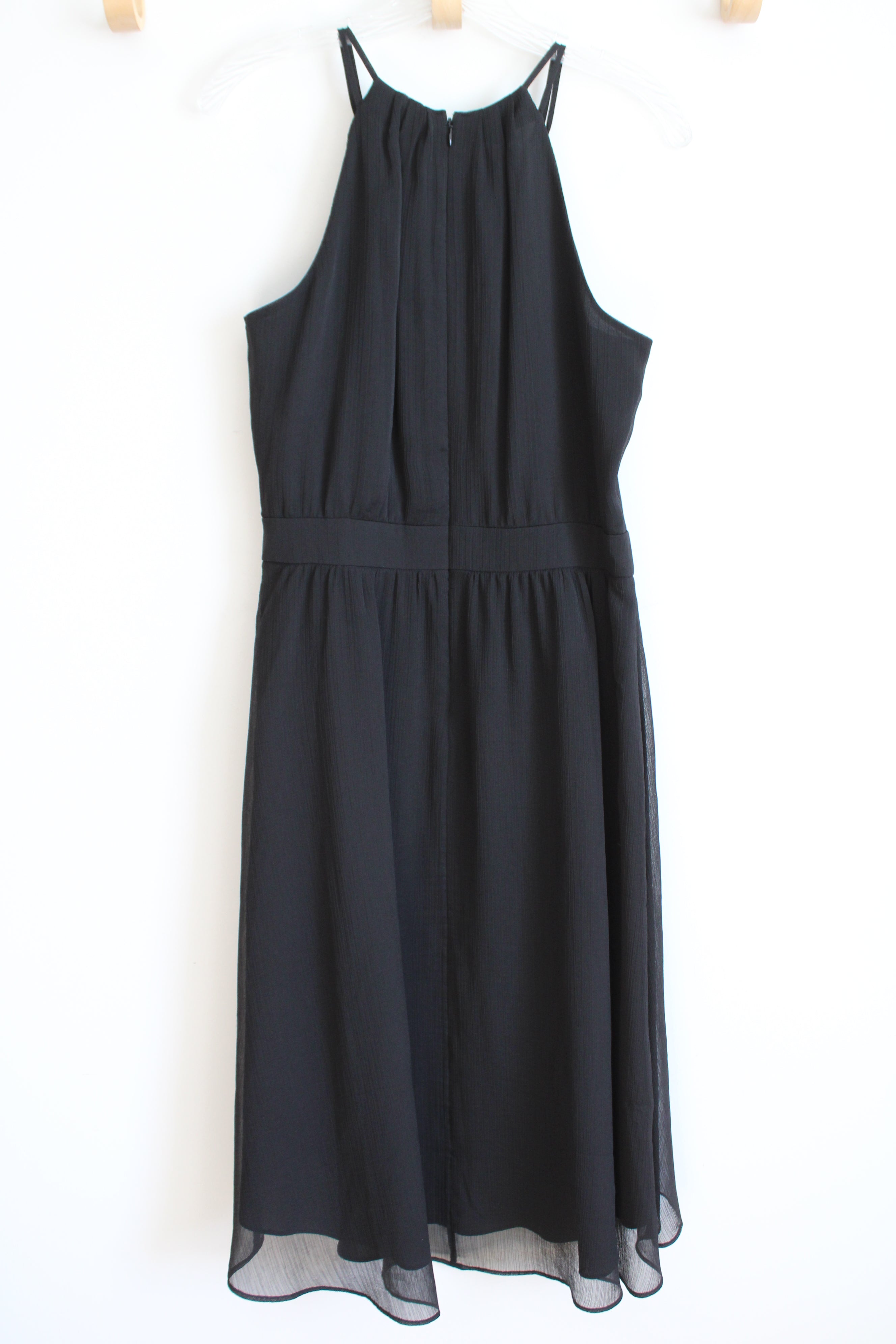White House Black Market Black Chiffon Halter Neck Dress