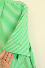 Walter Hagen Bright Green and White Striped Athletic Polo Shirt | S