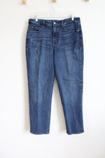Old Navy Distressed Extra High Rise Straight Secret-Smooth Pocket Jeans | 12 Petite