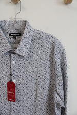 NEW Express Slim Fit Blue & White Floral Button Down Shirt | L