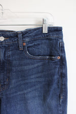 Old Navy Distressed Extra High Rise Straight Secret-Smooth Pocket Jeans | 12 Petite