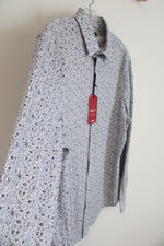 NEW Express Slim Fit Blue & White Floral Button Down Shirt | L