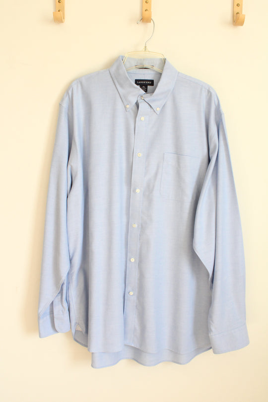 Lands' End Light Blue Cotton LS Button-down Shirt | XL