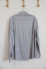 NEW Express Slim Fit Blue & White Floral Button Down Shirt | L