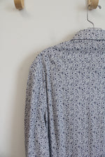 NEW Express Slim Fit Blue & White Floral Button Down Shirt | L