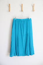 Christopher & Banks Blue Flowy Midi Skirt | L