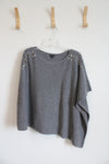 Talbots Gray Soft Embellished Sweater Poncho Top | M/L