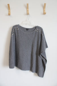 Talbots Gray Soft Embellished Sweater Poncho Top | M/L
