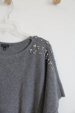 Talbots Gray Soft Embellished Sweater Poncho Top | M/L