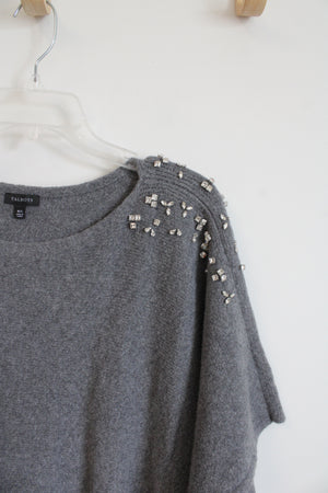 Talbots Gray Soft Embellished Sweater Poncho Top | M/L