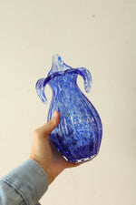 Vintage MCM Lily Style Art Blue Glass Vase