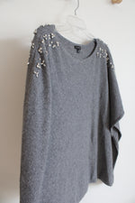 Talbots Gray Soft Embellished Sweater Poncho Top | M/L