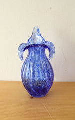 Vintage MCM Lily Style Art Blue Glass Vase