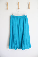Christopher & Banks Blue Flowy Midi Skirt | L