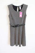 NEW Candie's Black & White Belted Skater Dress | M