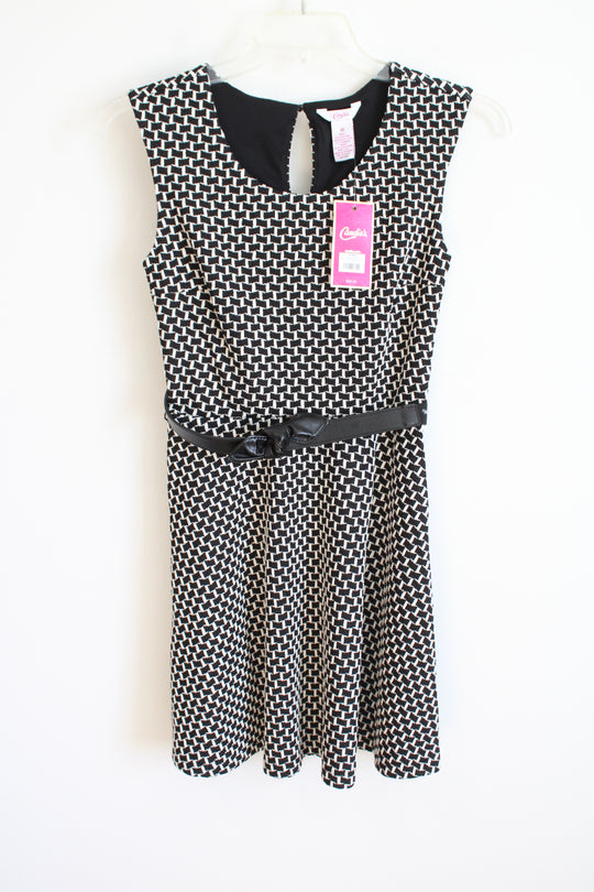 NEW Candie's Black & White Belted Skater Dress | M