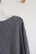 Talbots Gray Soft Embellished Sweater Poncho Top | M/L