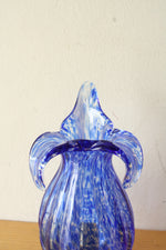 Vintage MCM Lily Style Art Blue Glass Vase