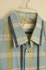 Arnold Palmer Blue and Yellow Plaid SS Button-down Shirt | L
