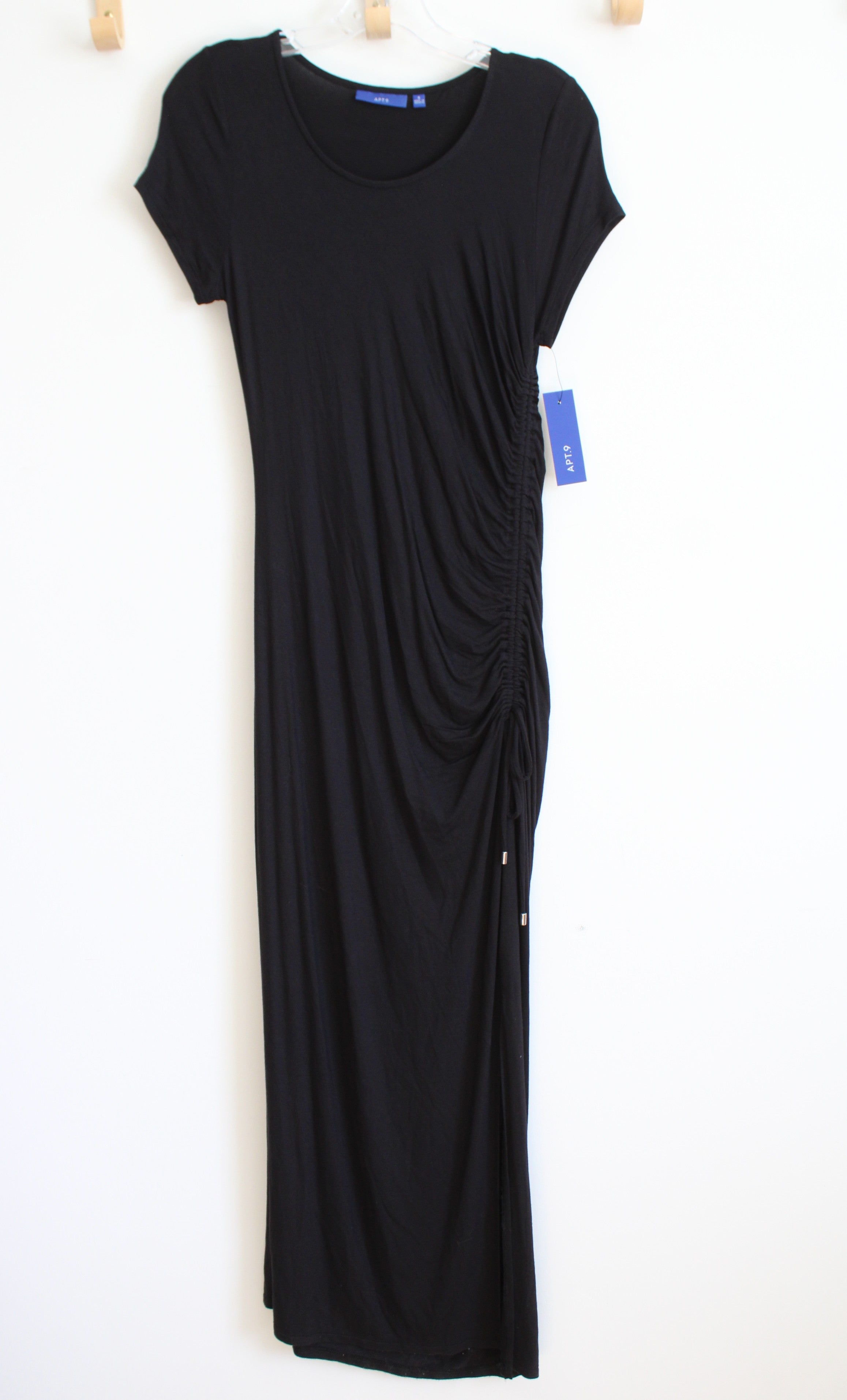 apt 9 maxi dress NEW Apt. Black Ruched Side Knit Taglia:44 Web Collection: Bump Friendly So-Soft Open Back Nightgown