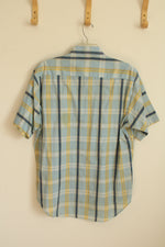 Arnold Palmer Blue and Yellow Plaid SS Button-down Shirt | L