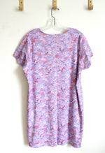 Lands' End Short Sleeve Midcalf Lavender Floral Nightgown Dress | 1X