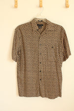 J. Ferrar Tan and Black Printed SS Button-down Shirt | M