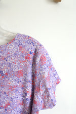 Lands' End Short Sleeve Midcalf Lavender Floral Nightgown Dress | 1X