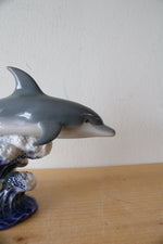 Lladro #6470 "A Swimming Lesson" Dolphin Porcelain Figurine