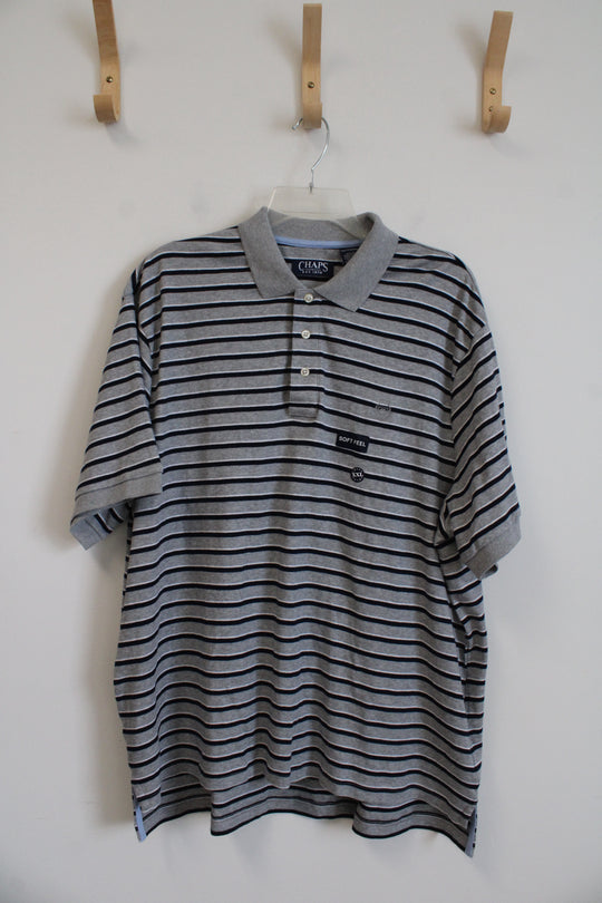 NEW Chaps Gray Navy & White Striped Polo Shirt | XXL
