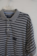 NEW Chaps Gray Navy & White Striped Polo Shirt | XXL