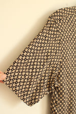 J. Ferrar Tan and Black Printed SS Button-down Shirt | M