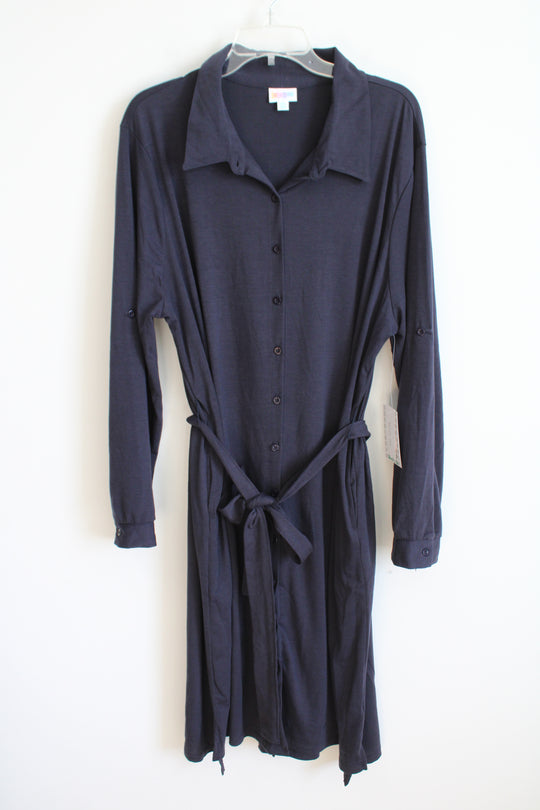 NEW LuLaRoe Ellie Navy Button Down Dress | 2XL