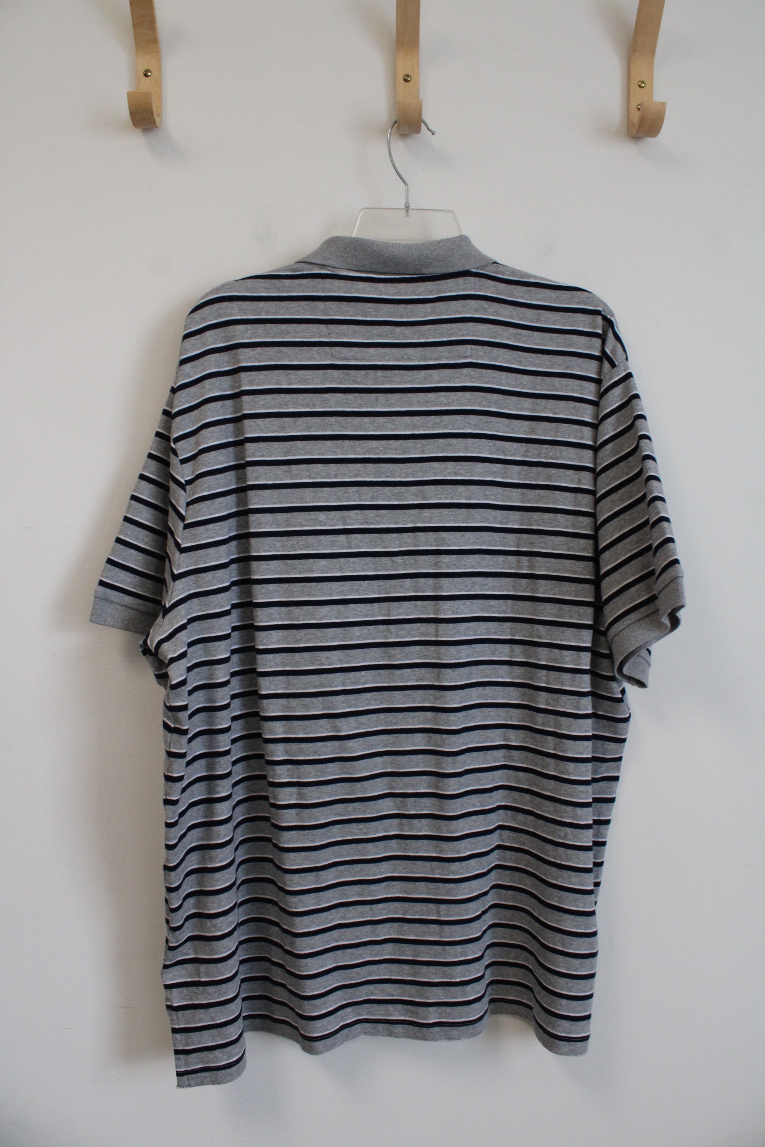 NEW Chaps Gray Navy & White Striped Polo Shirt | XXL