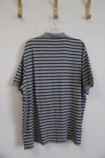 NEW Chaps Gray Navy & White Striped Polo Shirt | XXL