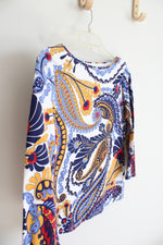 Talbots Blue & Gold Paisley Patterned Top | S