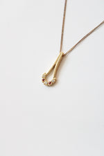 Gold Coated Sterling Silver Clear & Red Stone Pendant Necklace