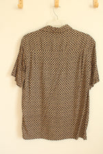J. Ferrar Tan and Black Printed SS Button-down Shirt | M
