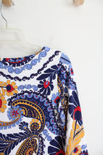 Talbots Blue & Gold Paisley Patterned Top | S