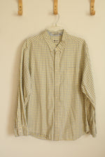 Haggar Yellow and Blue Plaid Cotton LS Button-down Shirt | XXL
